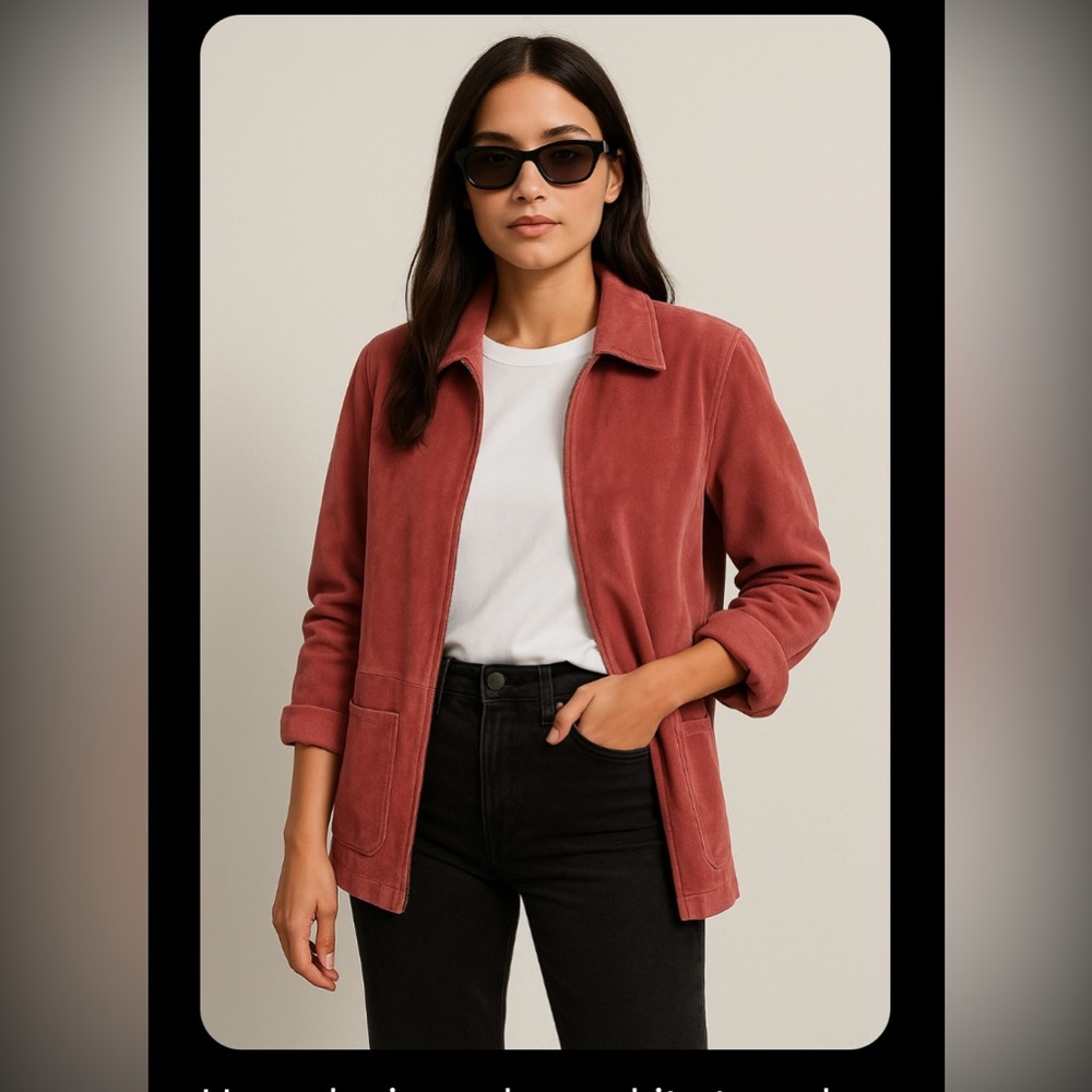 Woman's Dusty Rose Washable Suede Blazer Cottagecore Western Americana Chic LG